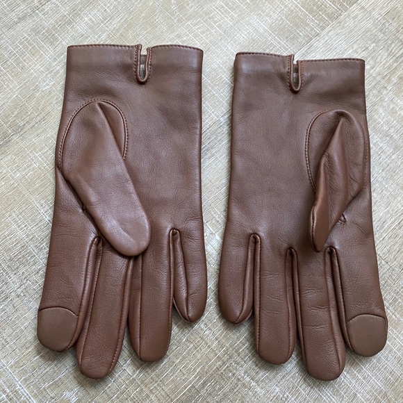 COACH | Men’s Leather Tech Gloves Merino Wool Winter Touch Screen Brown - XL - Picture 5 of 9
